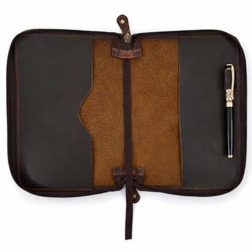 PavinCrafter A5 Zippered Leather Journal Cover 5.75 X 8.25 in, Refillable