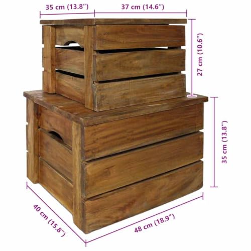 smnyxs Solid Mahogany Wood Storage Crate Set 2 Pieces que Style