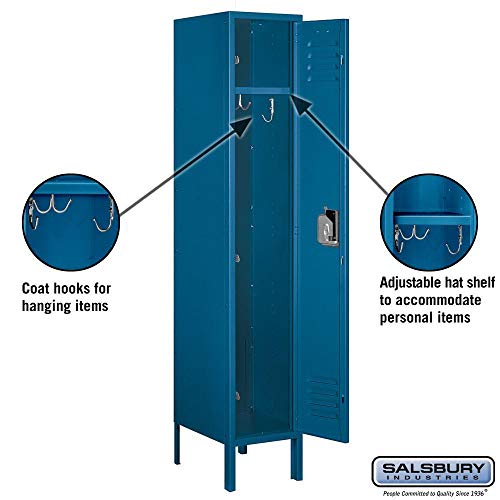 Salsbury Industries 61155BL-U Single Tier 12-Inch Wide 5-Feet High 15-Inch Deep Unassembled Standard Metal Locker, Blue