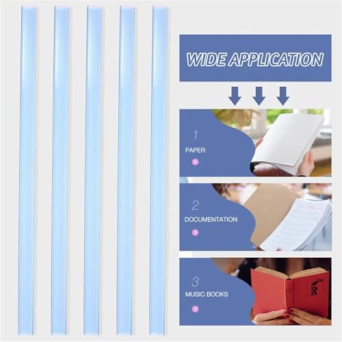 Binding Bars Slide Grip 60Pcs Transparent Bookbinding Slide Grip Binding Bars Plastic Pull Rod Clips for Loose Leaf Document Binding Office School