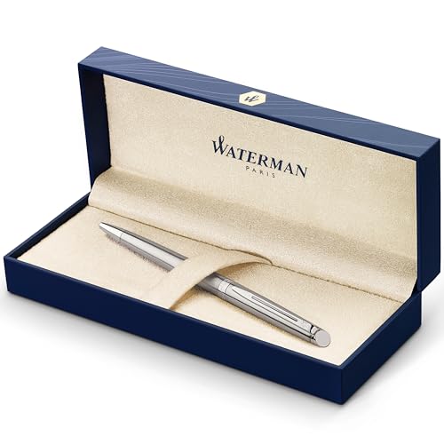Waterman Hémisphère Ballpoint Pen | Stainless Steel with Chrome Trim | Medium Point | Blue Ink | Gift Box