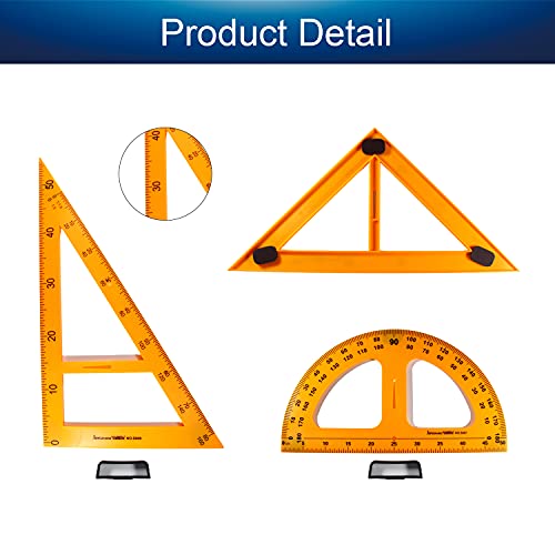 Utoolmart Teaching Protractor, Geometry Measurement Tool, Plastic Magnetic Protractor, Classroom Whiteboard Geometry 4 Piece Set, Measuring Ruler Tool for Whiteboards and Chalkboards, 1 Set
