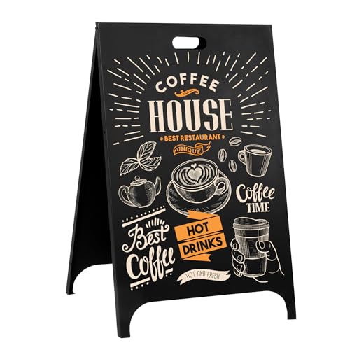 Ilyapa Metal A Frame Sign, Chalkboard Sidewalk Sign - 24x38 in, Black