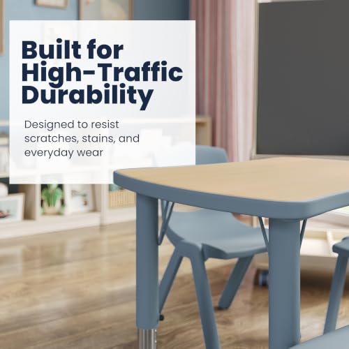 Flash Furniture 26x22 Height Adjustable Activity Table, Natural/Dusty Blue