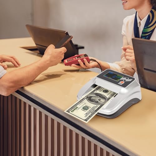 LIKARVA Money Counting Machine with LCD Display, Portable Fake Currency Reader and Counterfeit Bill Detector, 5-in-1 Fraud Detection, 3X Faster Counting (2 Sec/Note)
