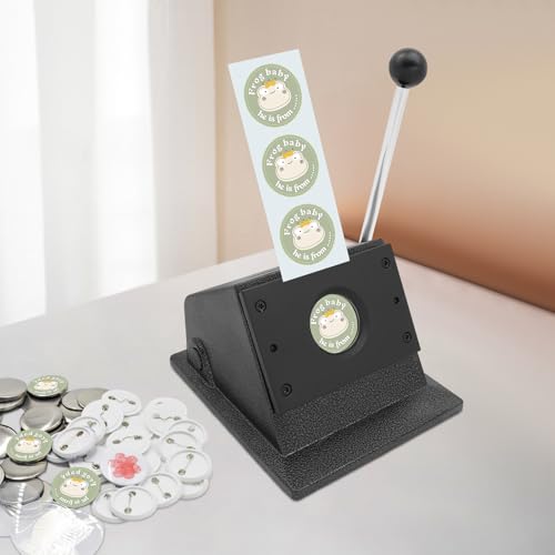Punch Die Cutter, 1.46"/37mm Diameter Button Maker, 1.9"/48.5mm Diameter Circle Cutter, Badge Medal Label Cutting Machine, Sharp Steel Blade & Lever Handle Round Cutting Tool for A4 Paper, Card Stock