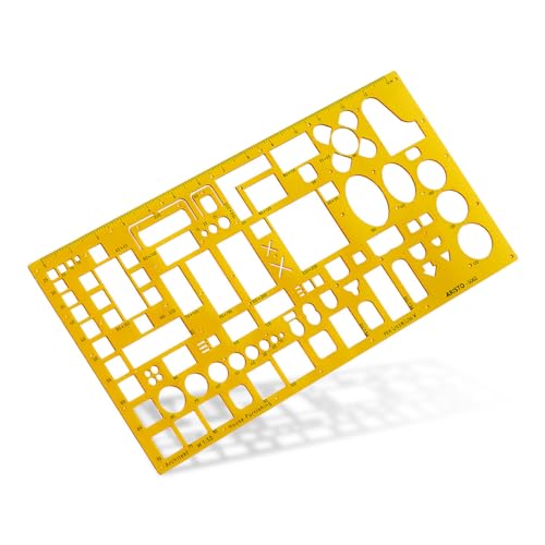 Aristo AR5063 Architect Furniture Stencil (1:50, Display of Plans of Furnishings, Ink Nubs, Dimensionally Stable PET Plastic) Orange/Transparent