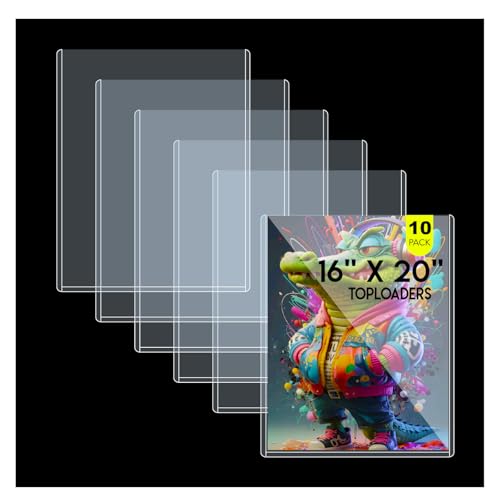 Coolbyl 16x20 Toploaders 10ct - Ultra Durable Poster Protectors for Graphic Art, Photos, Crystal Clear PVC, Archival-Safe, Fit 16x20 Inch Sheets