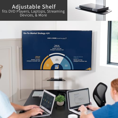 VIVO Black Rolling TV Cart w/Shelf for 32 to 83 inch Screens, STAND-TV09