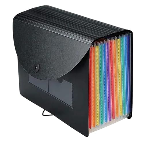 Expandable Accordion Filing Folders 3X Expanding File Folder 12 Pockets Organizer Filing Box,A4 Accordion Bill/Receipt Folders with Colored Tabs