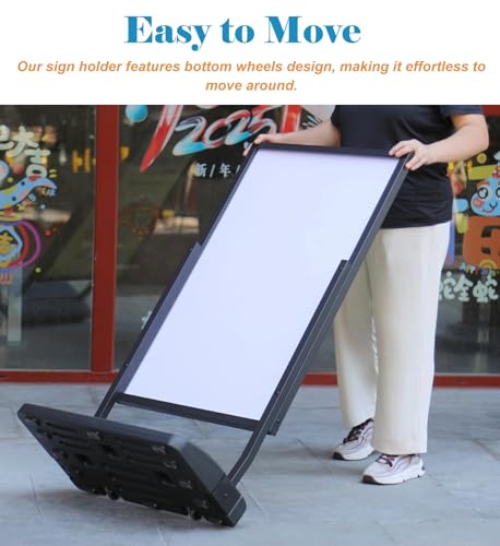 Business Store Sign Holders with Weighted Base, Outdoor Paper Poster Board Display Stand Heavy Duty, Weather Resistant Sidewalk Signs