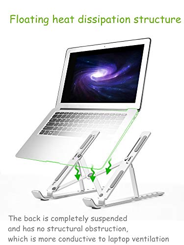 RVCSJAY Laptop Stand Portable 6 Heights Adjustable Aluminum Desktop Ventilated Cooling Holder Folding
