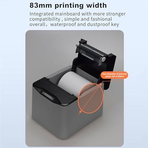 Thermal Receipt Printer, 80mm POS Printer USB Ethernet Interface with Auto Cutter, Sound and Light Alarm, Compatible for ESC/POS Command, High-Resolution Print, for Windows/Android/Linux