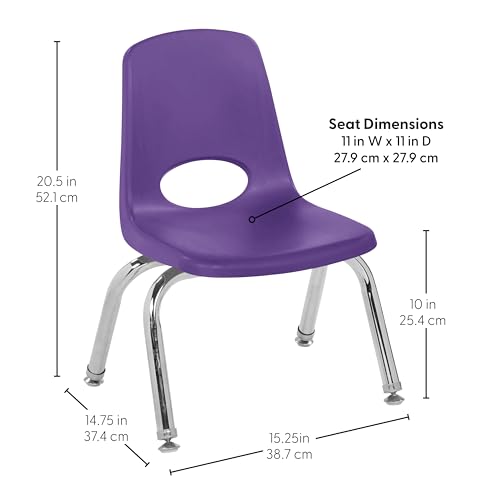 FDP 10" School Stack Chair with Swivel Glides, Purple, 4-Pack, 13227-PU