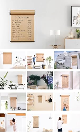 CVGfko Kraft Paper Roll Display Wall Mount Kraft Brown Paper Roll Holder, with Cutting Bar, for Home School Offic for Office Coffee Shop.Black-37CM