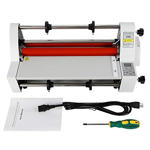 Hot Cold Roll Laminator, 13" V350Laminator Digital Display Single&Dual Sided Laminating Machine 4 Rollers Hot Cold Roll Laminator for BOPP PTE Film Full Mute 110V