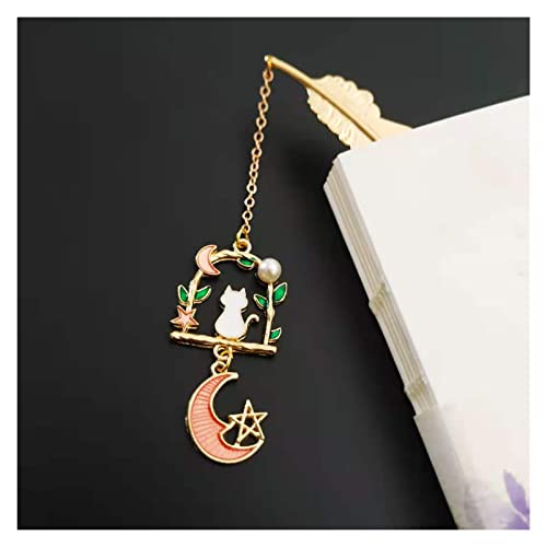 Bookmark Feather Metal Bookmark with Chain for Book Lovers Writers Readers Children Teens Men Women 8 Styles Metal Bookmark (Color : 4) (3)