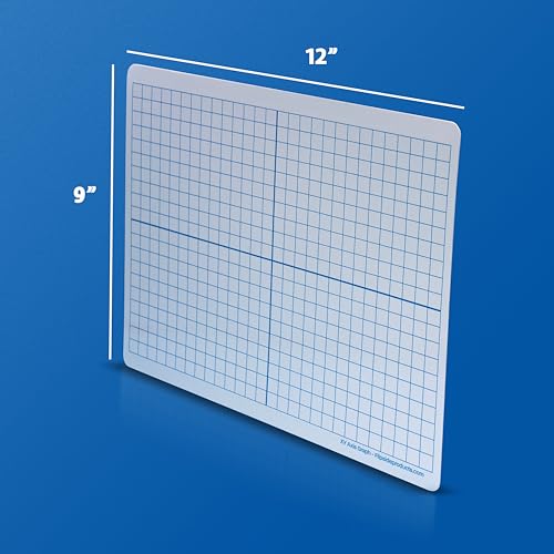 Flipside Products 24 Pack Set - 9" x 12" Two-Sided Magnetic XY Axis Dry Erase Learning Mats, Black Dry Erase Markers, Felt Erasers, 72 Pieces Total, Math Graphing, Double Sided, Classroom Pack