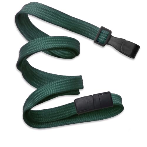 Specialist ID Bulk 100 Pack - MRI Safe ID Lanyards (No Metal) with Plastic No Twist Clip & Safety Breakaway Clasp - Badge Holder (Forest Green)