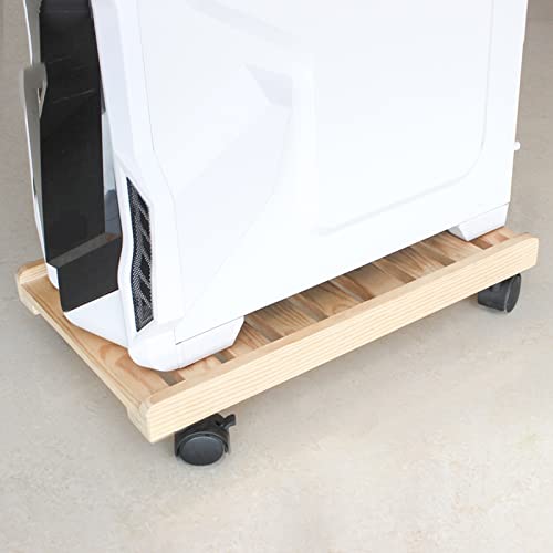 Computer Tower Stand Printer Table Computer Host Stand with Wheels Under Home Office Desk, CPU Rolling Stand, Computer Tower Cart, Wood Mobile PC Holder Computer Stand for Desktop Tower