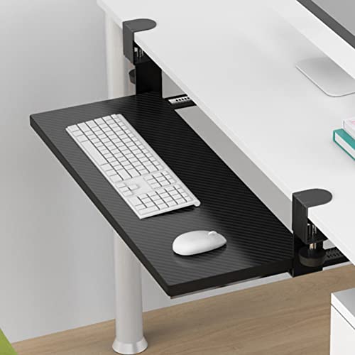 Ergonomic Keyboard Tray, Clamp-on Under Desk Computer Keyboard Drawer, Adjustable Keyboard Platform Extender, C-clamp Mount System, Easy to Type, Black