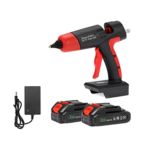 LIBODD Hot Glue Gun Hot Melt Glue Gun Cordless Rechargeable for 11mm Glue Stick Battery Home DIY Repair Tool for Battery for DIY Arts, Crafts and Quick Repairs(2pcs Battery E)