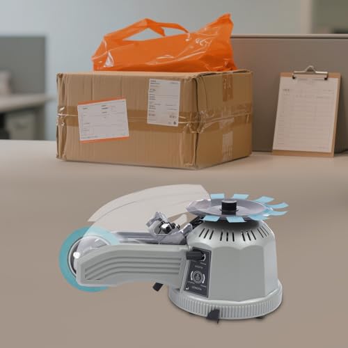 Automatic Tape Dispenser, 110V Electric Tape Cutter, Adjustable Length, ABS & Tungsten Steel, Heavy Duty for Packaging, Warehouse, Office, Carton Sealing, 25W, Grey