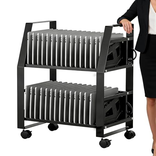 FinerFurnis Secure 32-Device Laptop Charging Cart – Office & Learning Space Charging Station for Laptops up to 15.6" and Tablets – Lockable Storage – Efficient Cable Management – 32 Positions