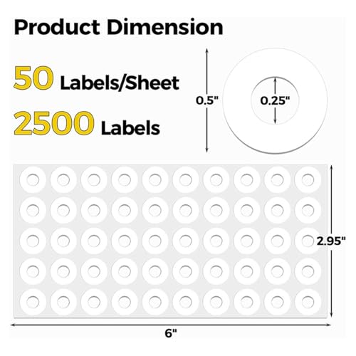5000Pcs Hole Reinforcement Stickers for Binder Paper Repairs, 1/4 Inch White