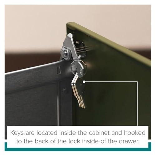 Pemberly Row 3 Drawers 29.52" Vertical White Metal Filing Cabinet Lockable Pre-Assembled Movable Letter Size for Home, Office