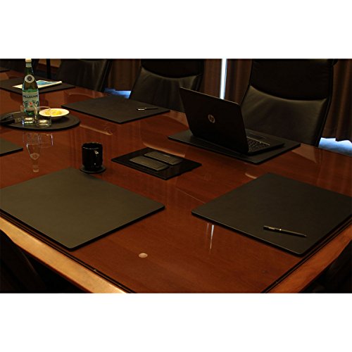 DACASSO Leather Desk Pad Without Side Rails - Luxury Leather Desk Blotter for Writing - Executive Desk Surface Protector - (Black, 20" x 16")