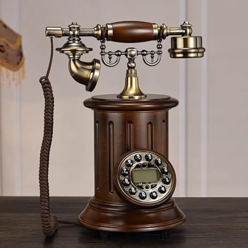 Landline Phone,Retro Corded,Vintage Telephone,Classic Wood Antique Push-Button,Home Office