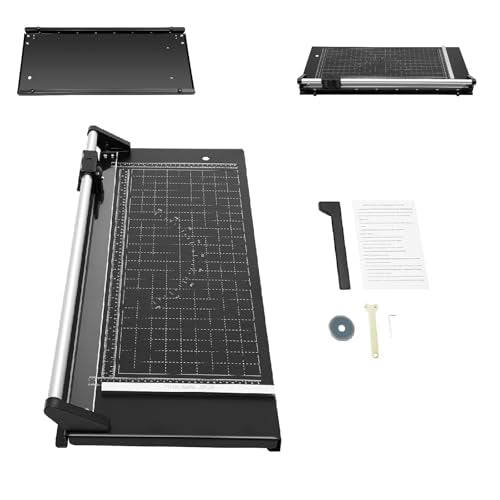 Dziwenul Rotary Paper Cutter Manual Precision Rolling Trimmer Heavy Duty Paper Cutter Multi Angle Guide Aluminum Alloy Desktop Paper Trimmer for Photo Cardstock Office (24 Inch)