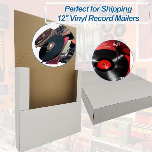 50 Pack Vinyl Record Mailer, 12.5x12.5x2" Deep Adjustable for 1-6 LPs