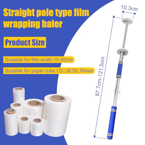 Long Handle Pallet Stretch Wrap Dispenser, Stretch Film Packing Machine, Stretch Film Dispenser Pole Holder, for Film Width 12-20 inch、Rolls 1.5" to 3" Diamater Cores Pallet Wrap (48in) (2 PCS)