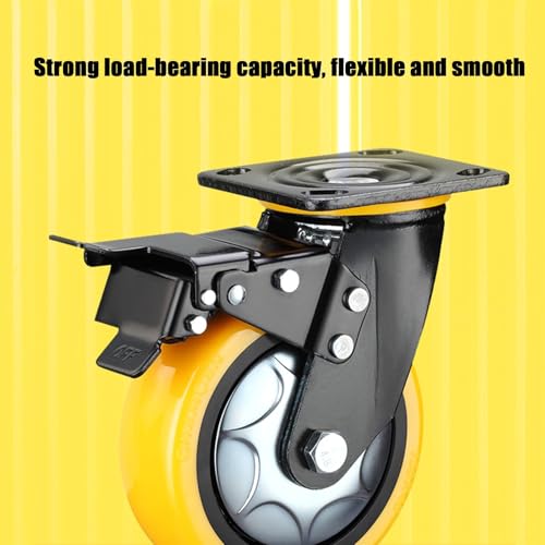 Mavvilo Heavy-Duty Fur Wheels - 4-Piece Set Swivel Casters with Mum-Heavy Polyurethane - Universal Rollers for Smooth Movement On All Floor Types Enhance Comfort & Save Energy,U+B-5In