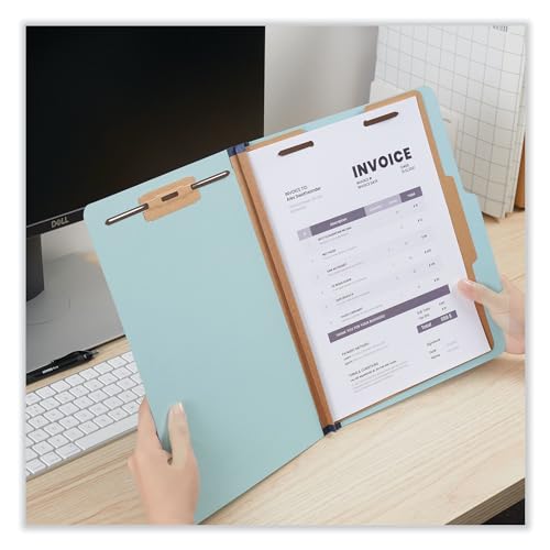 Universal Light Blue Top Tab Classification Fastener Folder, Letter Size, 2/5 Cut, 1 Divider, 4 Fasteners, Pack of 20