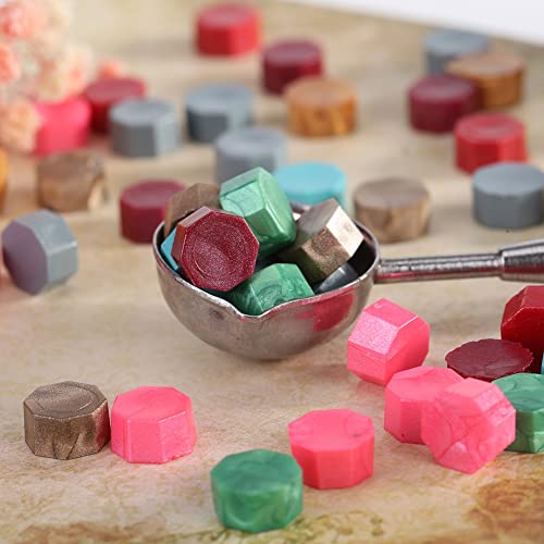 MLLXUXANCC 100pcs Retro Octagon Wax Seal Beans Stamp Beads for DIY Vintage Craft Wedding Envelope Wax Seal Ancient Sealing Wax Stamp Making