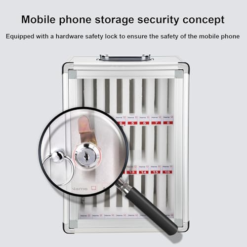 Phone Storage Cabinet, Cell Phone Charging Stations, Cell Phone Locker Cabinet Wall-Mounted Mobile Phone Storage Box, Aluminum Alloy Pocket Chart Storage Locker Box Cabinet, Lockable Storage(8 slots)