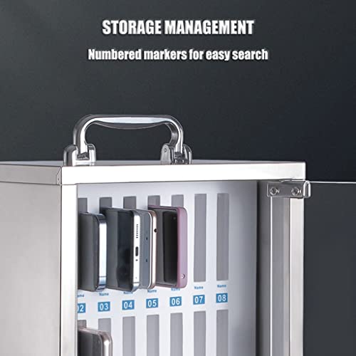 DJVHSRI Stainless Steel Wall-Mounted Telephone Cabinet with Clear Storage for Mobile Phones Portable Handle & Key Lock - Secure & Stylish,Silver-24