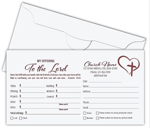 Custom Church Tithing Offering Envelopes, Full Color Printing on the Front, 3 1/8" x 6 1/4", 24# White Wove (1500)