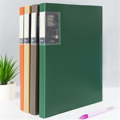 Filing Envelopes A4 Folder with Transparent Inserts 30 Page Data Book Multi-Layer Contract Document Organizer Plastic Folders(Brown)