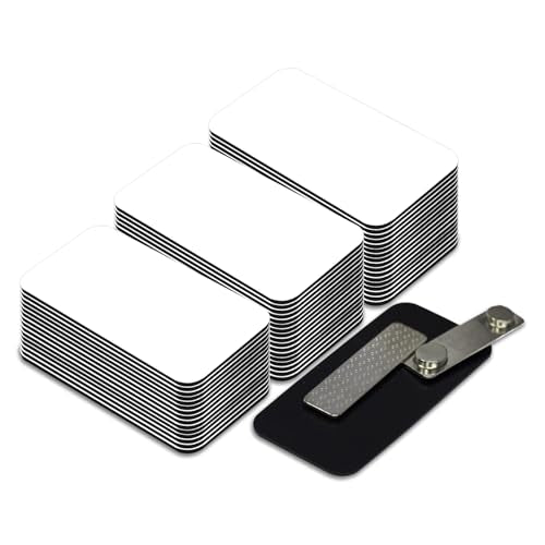 Name Tag/Badge Blanks - 50 Pack - 1-1/2" X 3" (White) Round Corners, Magnetic Backing