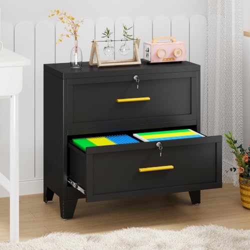 2 Drawer File Cabinet with Lock, Small Filing Cabinet for Home Office