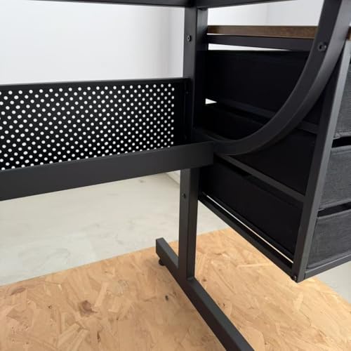WZONICE98 Drafting Table with Stool and 3 Drawers, 45.7 Inch Adjustable Angle Art Desk 0-75° Tiltable Drawing Table for Painting Craft Office, Black