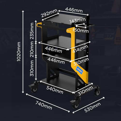 AUTOOL Heavy-Duty Modular Service Cart – 360° Swivel Casters Welding Cart Large Storage Drawer & Corrosion-Resistant Steel for Automotive Workshops T22
