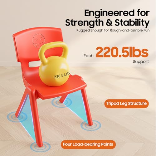 Beuioslyr 6 Pack Stackable School Chairs, Heavy Duty 220lbs Capacity Plastic Chairs, Kids Flexible Seating for Classroom Elementary, School, Daycare, Outdoor, Classroom Furniture (H: 20.47in)