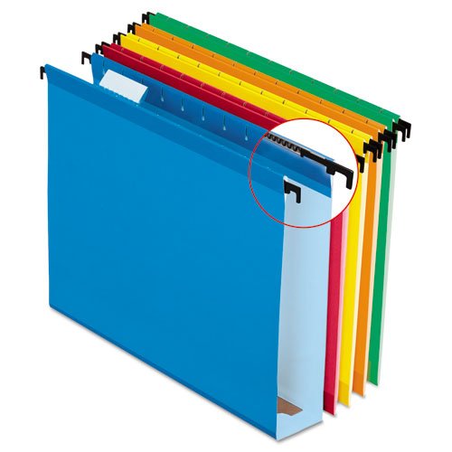 PENDAFLEX 6152X2ASST Poly Laminate Hanging Folders, Letter, Assorted, Two Inch Expansion, 20/Box