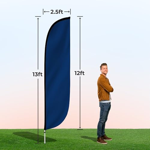 LookOurWay 12ft Feather Flag Pole Kit, Solid Blue