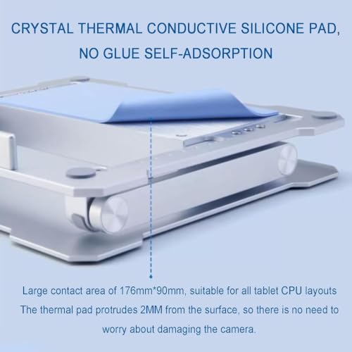 DOJBK Laptop Stand with Cooler, Foldable Laptop Holder, Aluminium Alloy Tablet Holder for Desk, Wind Speed and Angle Adjustable, for 12.9-15.6in Tablets and Metal-Back Laptops